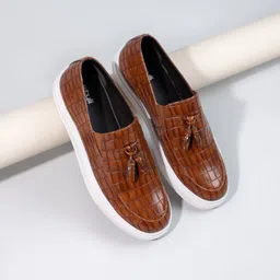 Styli Men Croc Embossed Slip-On Loafers image 1