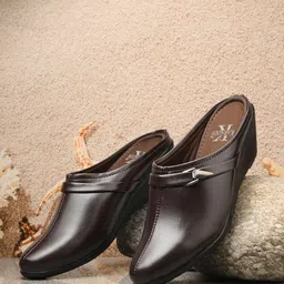 KARADDI Round Toe Wedge Heeled Mules-picture-40