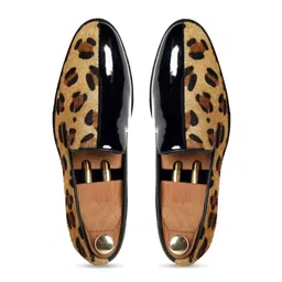 GRIFFIN Men LEOPARD Colourblocked Latex Lined Leather Comfort Insole Loafers image 5
