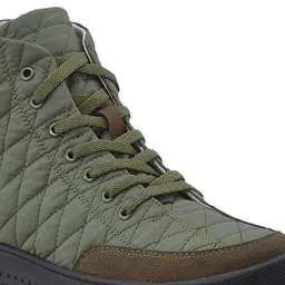 Duke Men Olive Green Textured High-Top Sneakers image 5