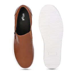 Styli Men Tan Comfort Insole Contrast Sole Slip-On Sneakers image 3
