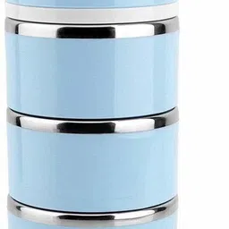 Stainless Steel and Plastic 3 Layer Lunch Box Food Container Tiffin Hot Box 3 Containers Lunch Box-image-23