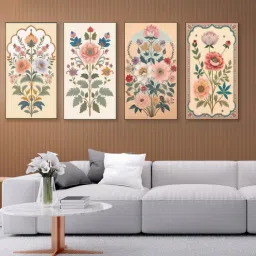 nestroots Floral Canvas Art Collection Set of 4 Printed Wall Painting Black Frame-picture-14