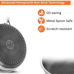 ae maharani Premium Honeycomb Stainless Steel Frying Pan – 26 cm Fry Pan 26 cm diameter 3 L capacity image 2