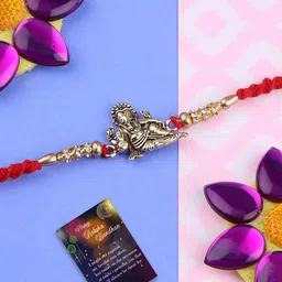 Silver Shine Set Of 2 Rakhi For Bhabhi Bhaiya Roli Chawal And Greeting Card Pooja Thali image 1