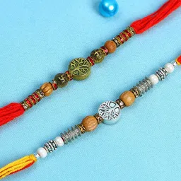 Anouk Set Of 2 Rakhi With Roli Chawal & Greeting Card image 1