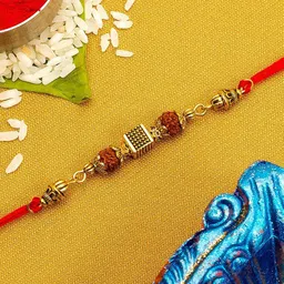 aadita Men Gold-Toned Stones String Handmade Rakhi-picture-35