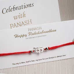PANASH Silver Toned Letter Handcrafted Convertible Pendant Rakhi with Roli Chawal-picture-32