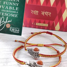 EL REGALO Set Of 2 Red & Yellow Rudraksh Beaded Rakhi-picture-36