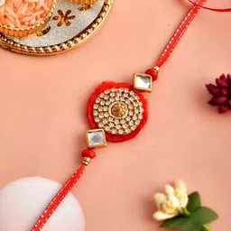 Aapno Rajasthan Beaded Embellished Rakhi with Greeting Card Roli & Rice-picture-28