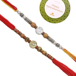 Anouk Set Of 2 Rakhi With Roli Chawal & Greeting Card image 2
