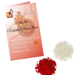 LUCKY JEWELLERY Set Of 2 Kundan Studded Thread Rakhis image 3