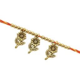 Aapno Rajasthan Floral Beaded Rakhi With Coli Chawal & Greeting Card image 3