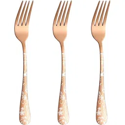 kitchantique Silverware Fruit Forks Set | 5-Pcs Flatware for Salad, Dessert | Rosegold Stainless Steel Cutlery Set-picture-43