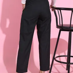 tokyo talkies Women Regular Fit Black Cotton Blend Trousers image 2