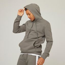 domyos Men's Sweatshirt Hoodie 500 For Gym-Khaki Grey-picture-30