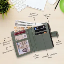 vinsage Women Evening/Party, Casual, Trendy, Travel Green Artificial Leather Wallet image 2