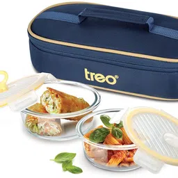 All Fresh Glass Tiffin Set of 2, 400ml Each | Leakproof | Microwave & Oven Safe 2 Containers Lunch Box-image-0