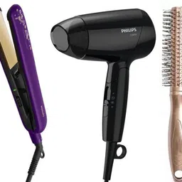 PHILIPS BHS386 Hair Straightener & BHC010 Hair Dryer With Premium Round Brush Personal Care Appliance Combo-image-11