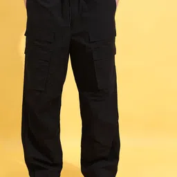 highlander Men Relaxed Black Pure Cotton Trousers-picture-17