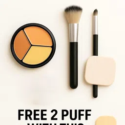 nigrifix 3 In 1 Concealer Palette With 2 Pcs Makeup Brush & 2 Pcs Puff Free Concealer-picture-41