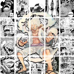 veenshi set of 20 manga wall collage kit of onepiece luffy gear 5 collage kit Paper Print-picture-23