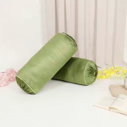 the conversion Green and Cream Solid TC Polyester Blend 2 Bolster Covers image 1