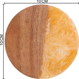 vatsu craft Round Reversible Wood, Resin Coaster Set image 5