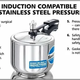 hawkins Stainless Steel Induction Bottom Pressure Cooker combi of 5L & 2L 5 L, 2 L Induction Bottom Pressure Cooker image 3
