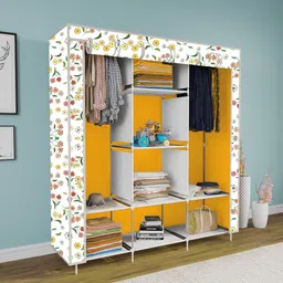 furnigully Digital Warm Flower Printed Carbon Steel Collapsible Wardrobe image 2