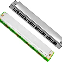 Tremolo Harmonica Wide Vocal Range 24 Hole 48 Tone Key C Mouth Organ Silver-image-5