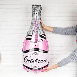 bash n splash Printed Happy Birthday Pink Champagne & Glass Party Foil Balloon (pack of 2) Balloon image 3