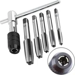 digital craft 6Pc Tungsten Steel Thread Tap Drill Bit & Wrench Set – M6 M7 M8 M10 M12 Tapping Tool Kit for Metalworking, Thread Repair & Cutting Single Sided T Type Wrench-picture-10