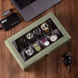 hoc Watch Storage Box for 12 Watches – PU Leather, Soft Cushion, Gift for Men Watch Box-picture-11