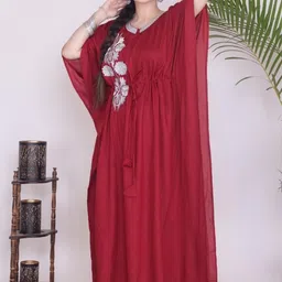 Embroidered Rayon Women Kaftan-image-4