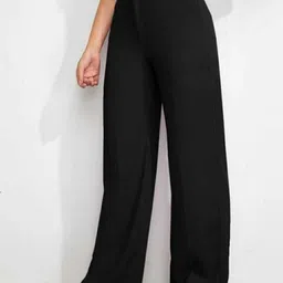 next one Women Loose Fit Black Lycra Blend Trousers image 2