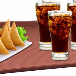 smart slide 12”x16” Plastic Cafeteria Brown Pack of 3/Fast Food Tray, Platter, Serving Tray Tray image 3