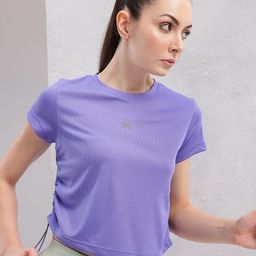 hrx by hrithik roshan Women Solid Round Neck Polyester Purple T-Shirt-picture-24