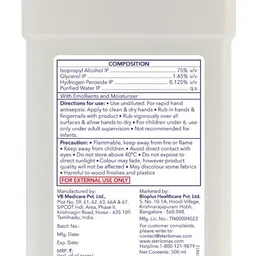 sterlomax Pack of 2 - 75% Isopropyl Alcohol-based Hand Rub Sanitizer and Disinfectant 500 ML Hand Sanitizer image 2