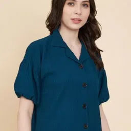 sysbella fashion Women Regular Fit Solid Lapel Collar Casual Shirt image 4