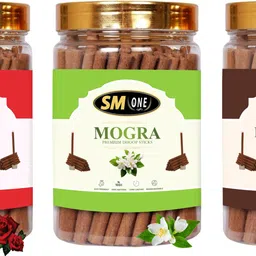 sm one PREMIUM GULAB, MOGRA & PANCHVATI DRY DHOOP STICKS (100 GRAM × 3 JARS) | NO BAMBOO | NO CHARCOAL image 1