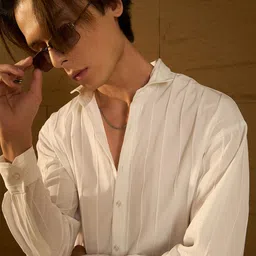 DENNISON Men Drop Shoulder Oversized Vertical Striped Casual Shirt-picture-31