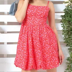DressBerry Flirty Fashion Shoulder Straps Floral Printed Balloon Dress-picture-38