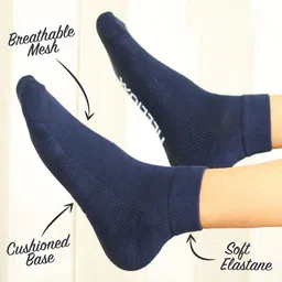 HEELIUM Men Odour-Free Breathable Padded Base Anti-bacterial Bamboo Quarter Length Socks image 2