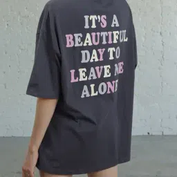 Shein Drop Shoulder Typographic Back Print Crew Tshirt image 1