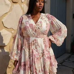 Floral Print Mini A-Line Dress with Tie Waist Detail-image-59