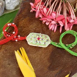 Asthetika Kundan Stone Studded Rakhi with Roli Chawal-picture-44