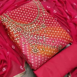 MANVAA Bandhani Printed Beads and Stones Unstitched Dress Material-picture-16