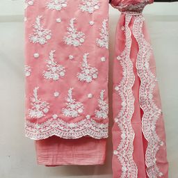 MANVAA Embroidered Silk Georgette Unstitched Dress Material-picture-27
