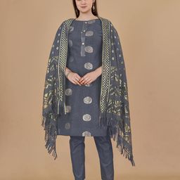 MANVAA Ethnic Motifs Woven Design Gotta Patti Jacquard Unstitched Dress Material-picture-36